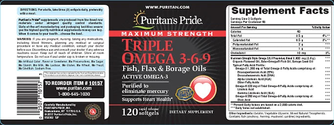 & Pride Flax Oils Borage Omega Puritan's Fish, Maximum 3-6-9 Triple Strength