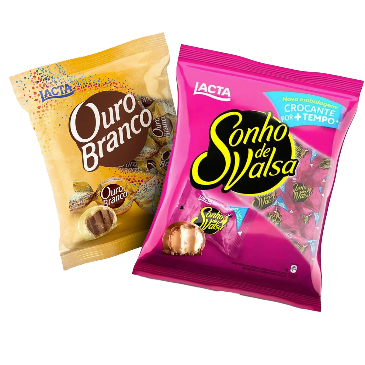 '+ Ouro Lacta Branco 1Kg - Bundle Corner 1kg Sonho De Valsa Bombom Brazilian