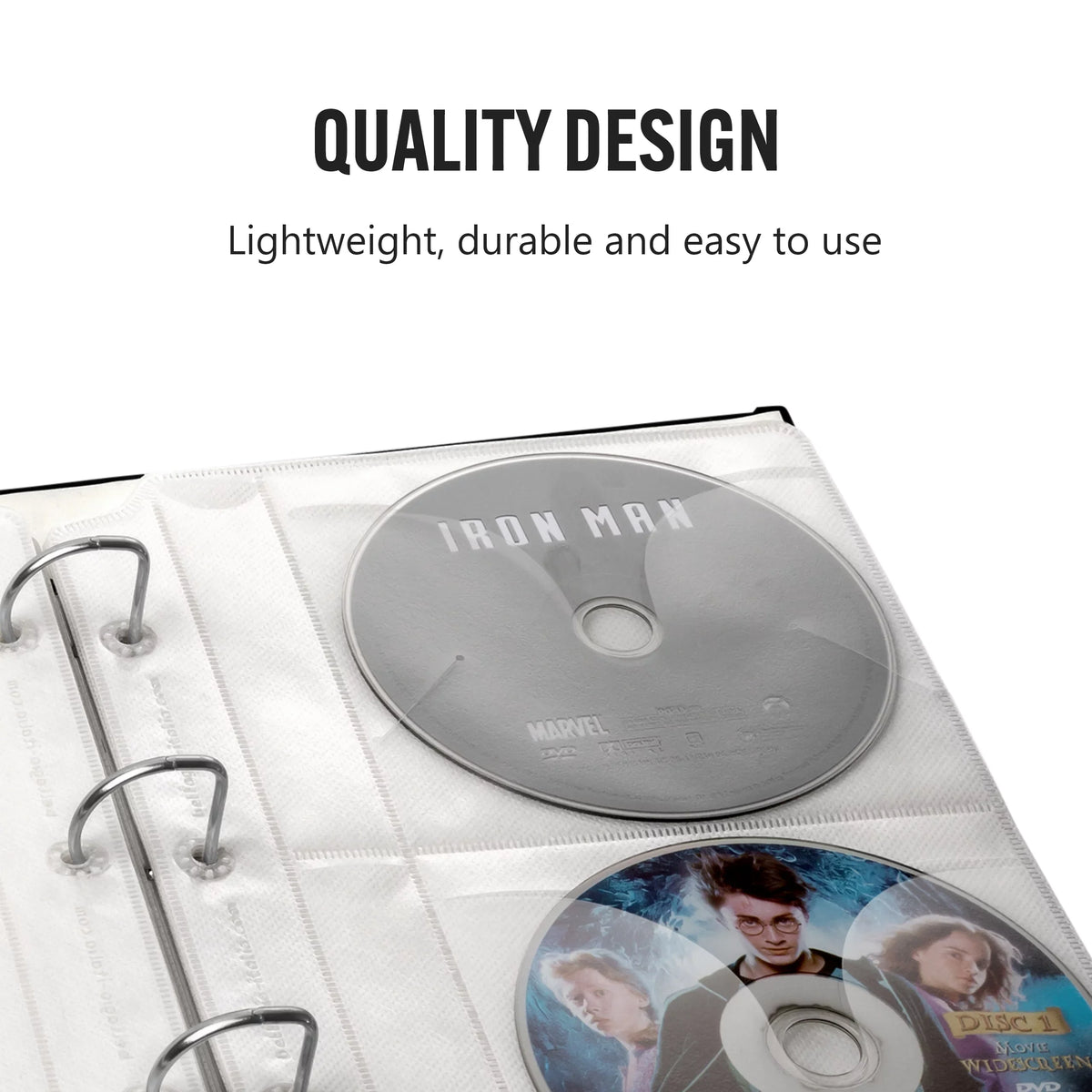 '- & Holds - Storage Acid-Free Sheets Sheets Bellagio-Italia DVDs, Video CDs, Insert 48 6 Blu-Rays Binder Binder for - Sheets Organizer CD/DVD Games Pack -