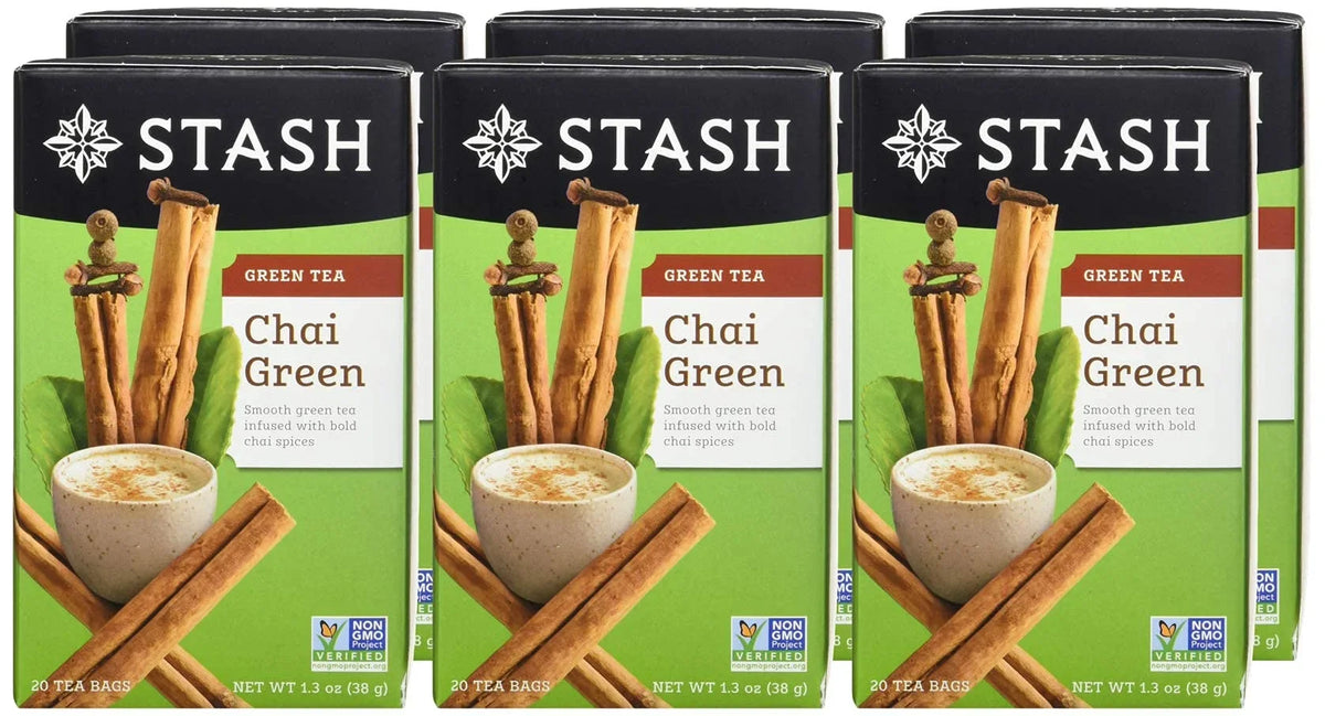 '- Stash Non-GMO No (Pack Verified Caffeinated, with of Premium Tea 120 Chai - 6) Total Artificial Project 20 Count Green Bags Tea Tea Ingredients,