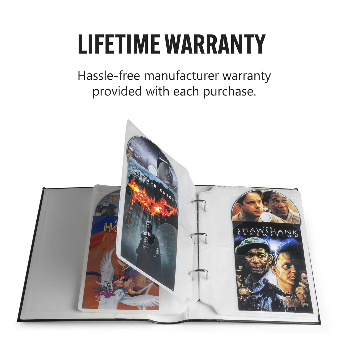 '- & Holds - Storage Acid-Free Sheets Sheets Bellagio-Italia DVDs, Video CDs, Insert 48 6 Blu-Rays Binder Binder for - Sheets Organizer CD/DVD Games Pack -