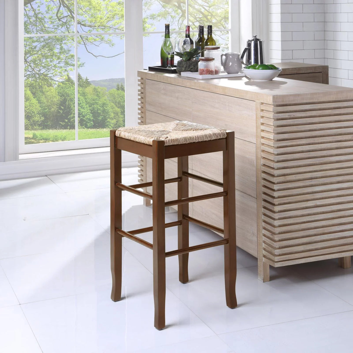 '- Rush Stool Boraam Square 29 Bar in.