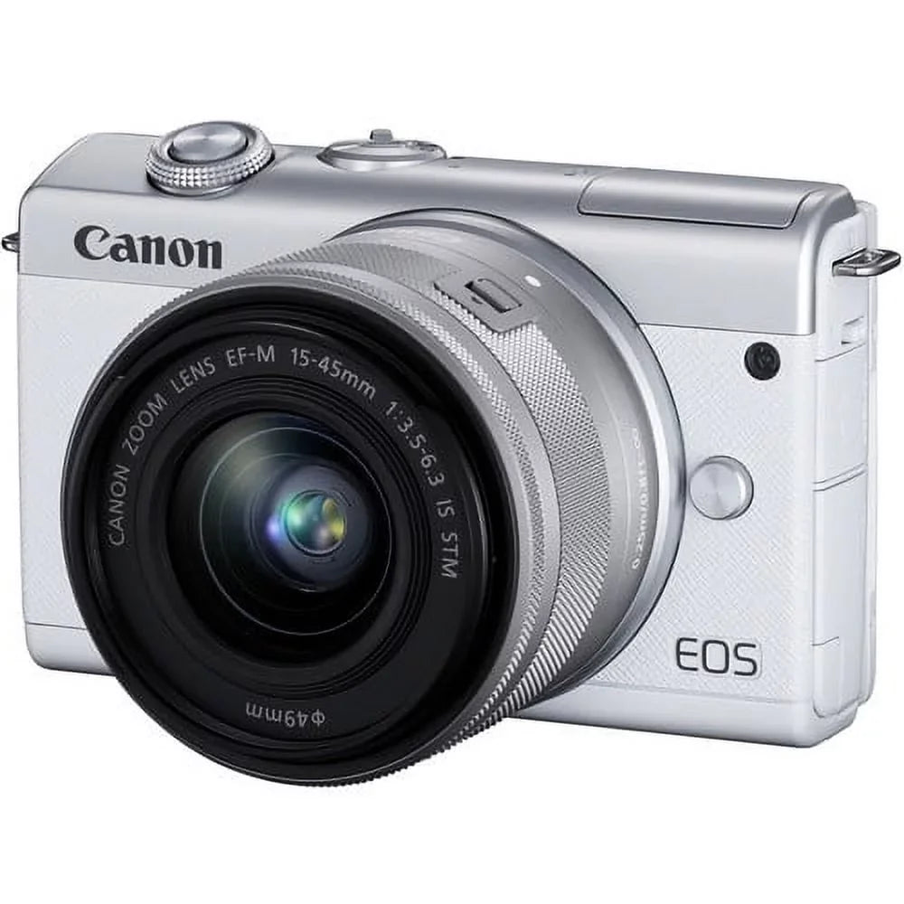 '+ + Canon Lens Spare More Kit EOS Camera Digital Memory with 15-45mm with Battery M200 Mirrorless (White) Card 128GB